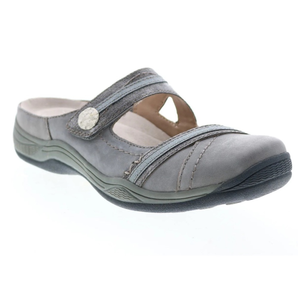 Earth Origins Clara Leather Mary Jane Mules Gray Size 9.5